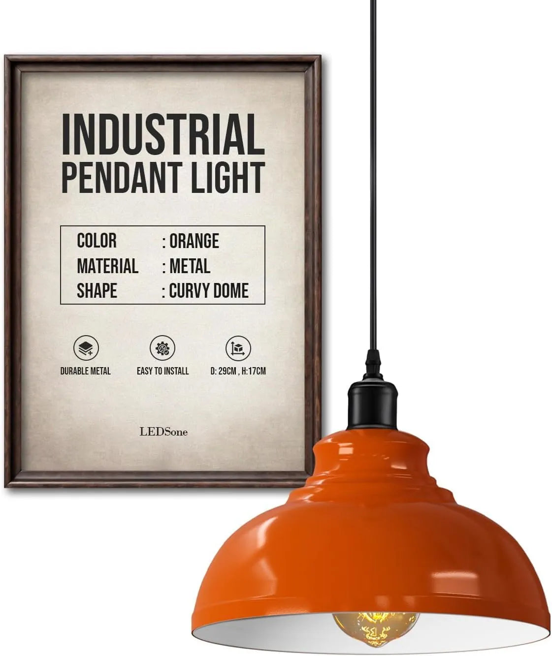 Height Adjustable Metal Pendant Light ~6151-5