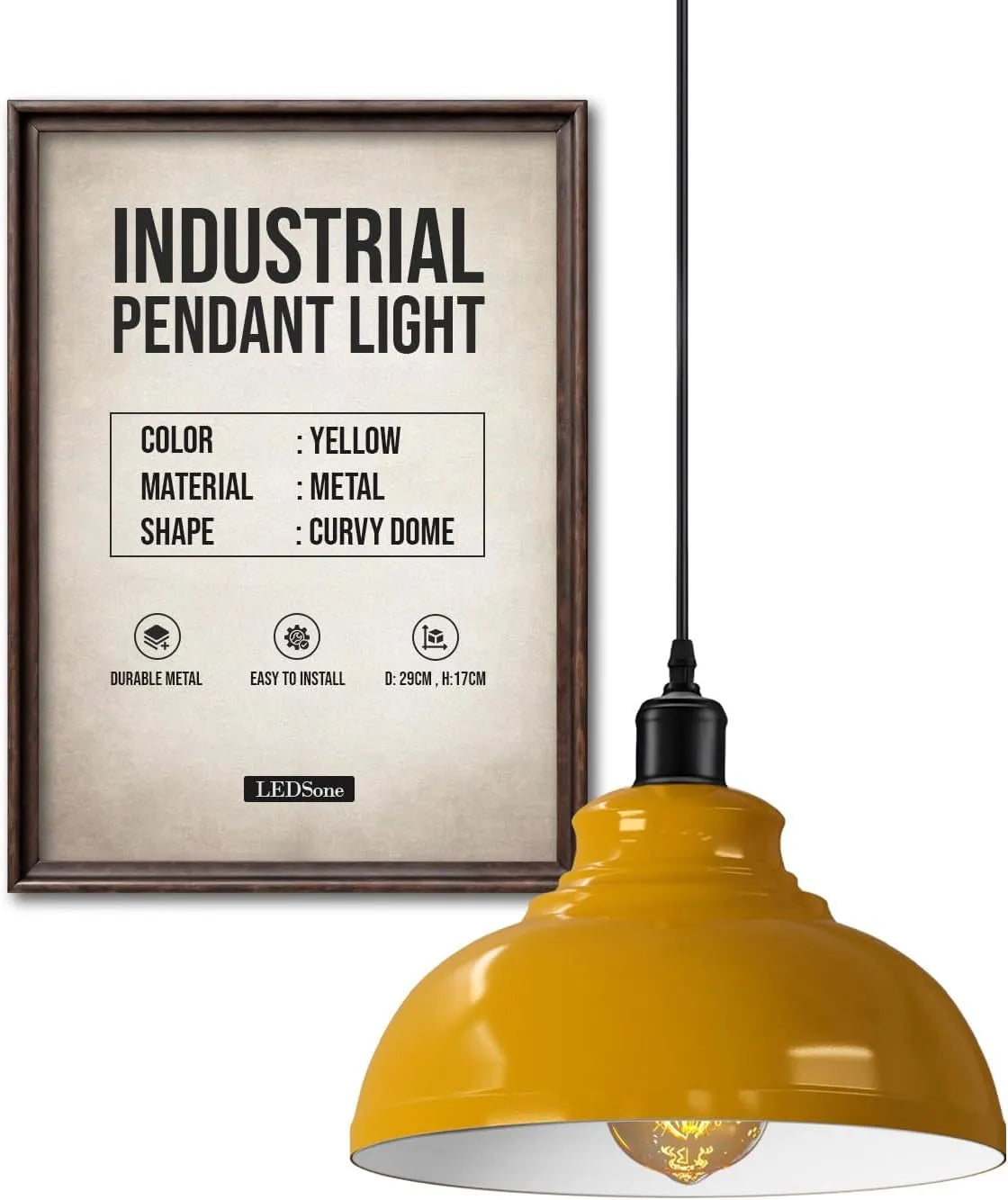 Height Adjustable Metal Pendant Light ~6151-7