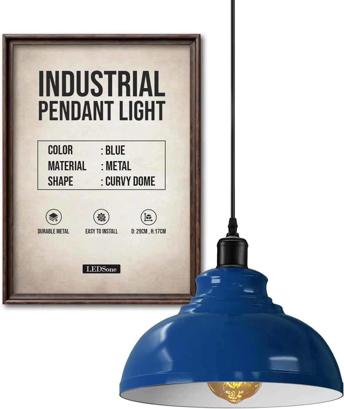 Height Adjustable Metal Pendant Light ~6151-9
