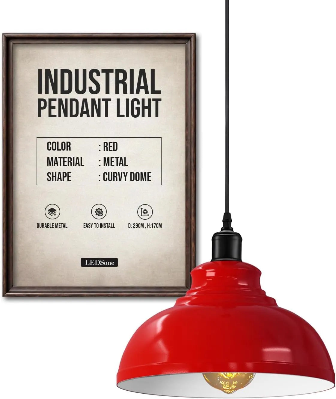 Height Adjustable Metal Pendant Light ~6151-10