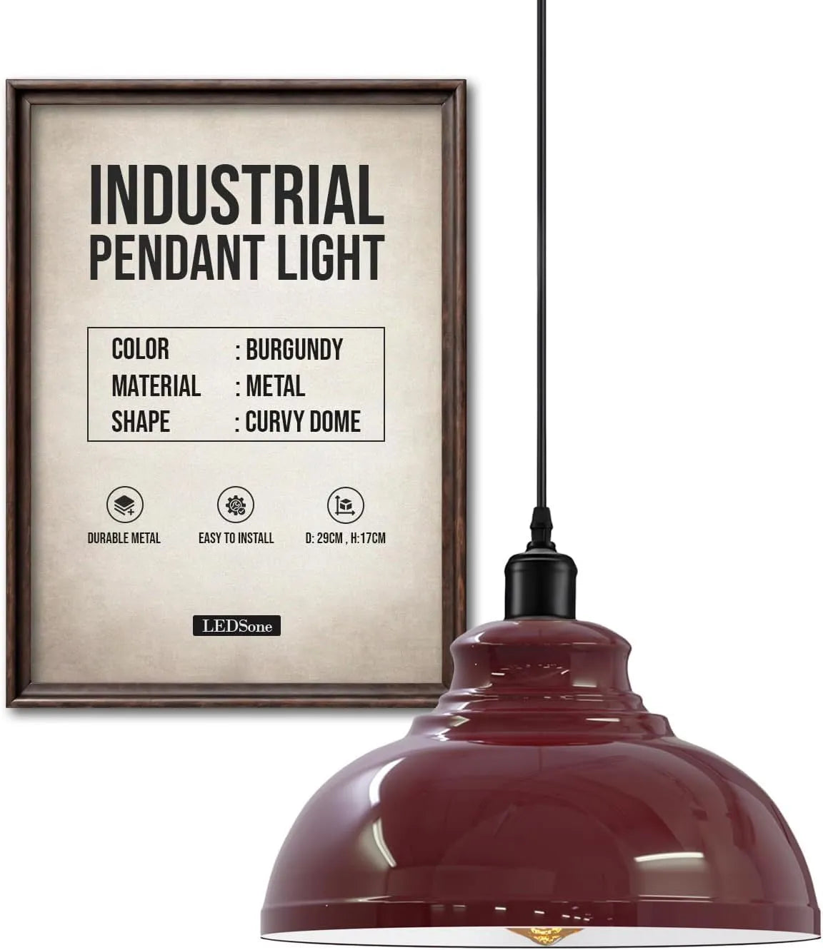 Height Adjustable Metal Pendant Light ~6151-12