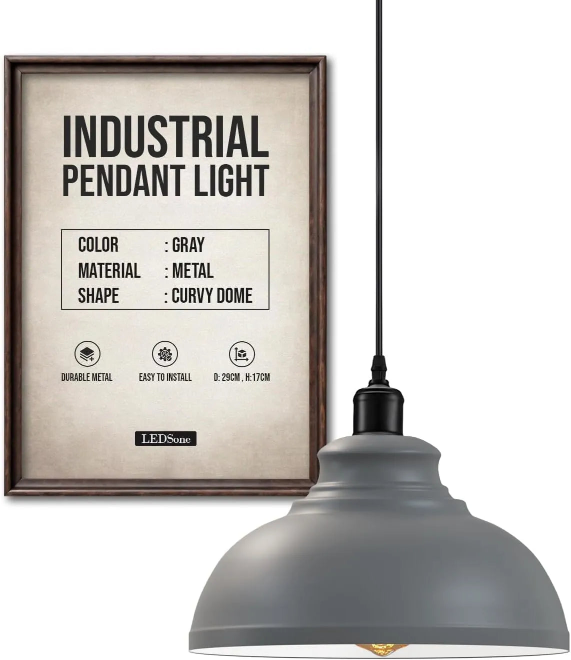 Height Adjustable Metal Pendant Light ~6151-13