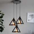 Triangle Cage Pendant Light 3 Lamp Linear Cluster ~6327