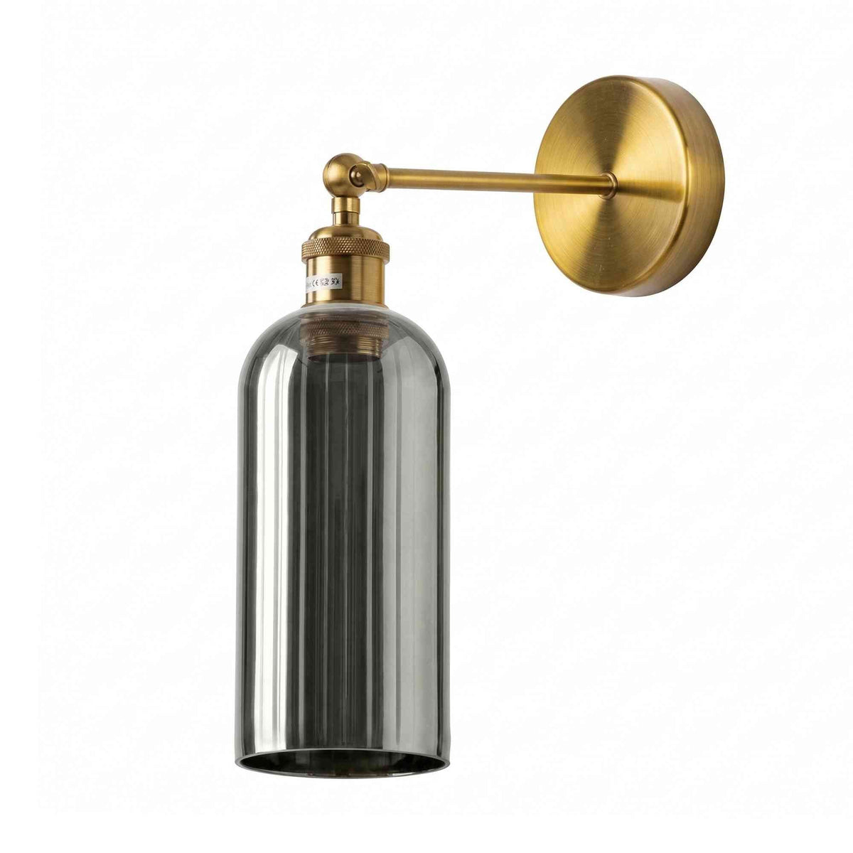 Adjustable Vintage Brass Wall Sconce Smoked Grey Glass Wall Lamp ~6718-3