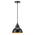 Industrial Black Pendant Light E27 Gold Inner Shade ~6789-2