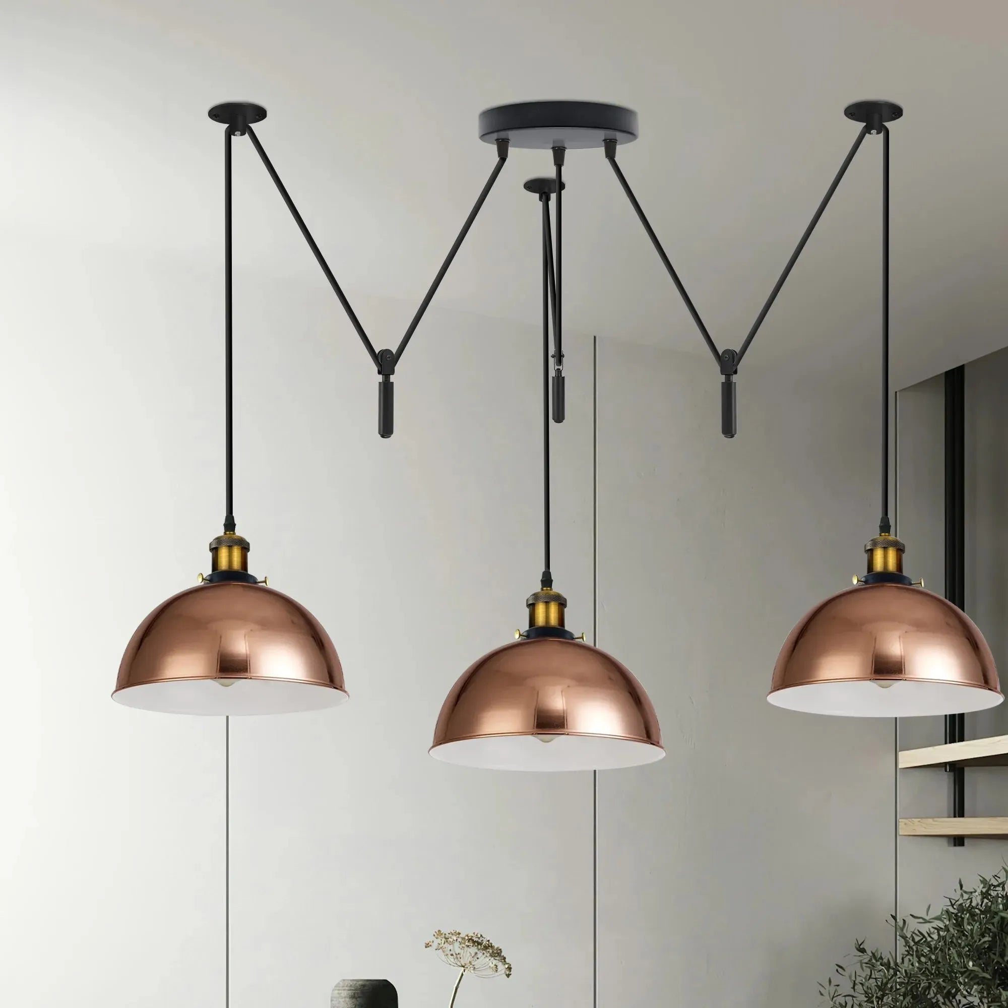 KUPOL Triple Pulley Drop Adjustable Pendant Light ~6795