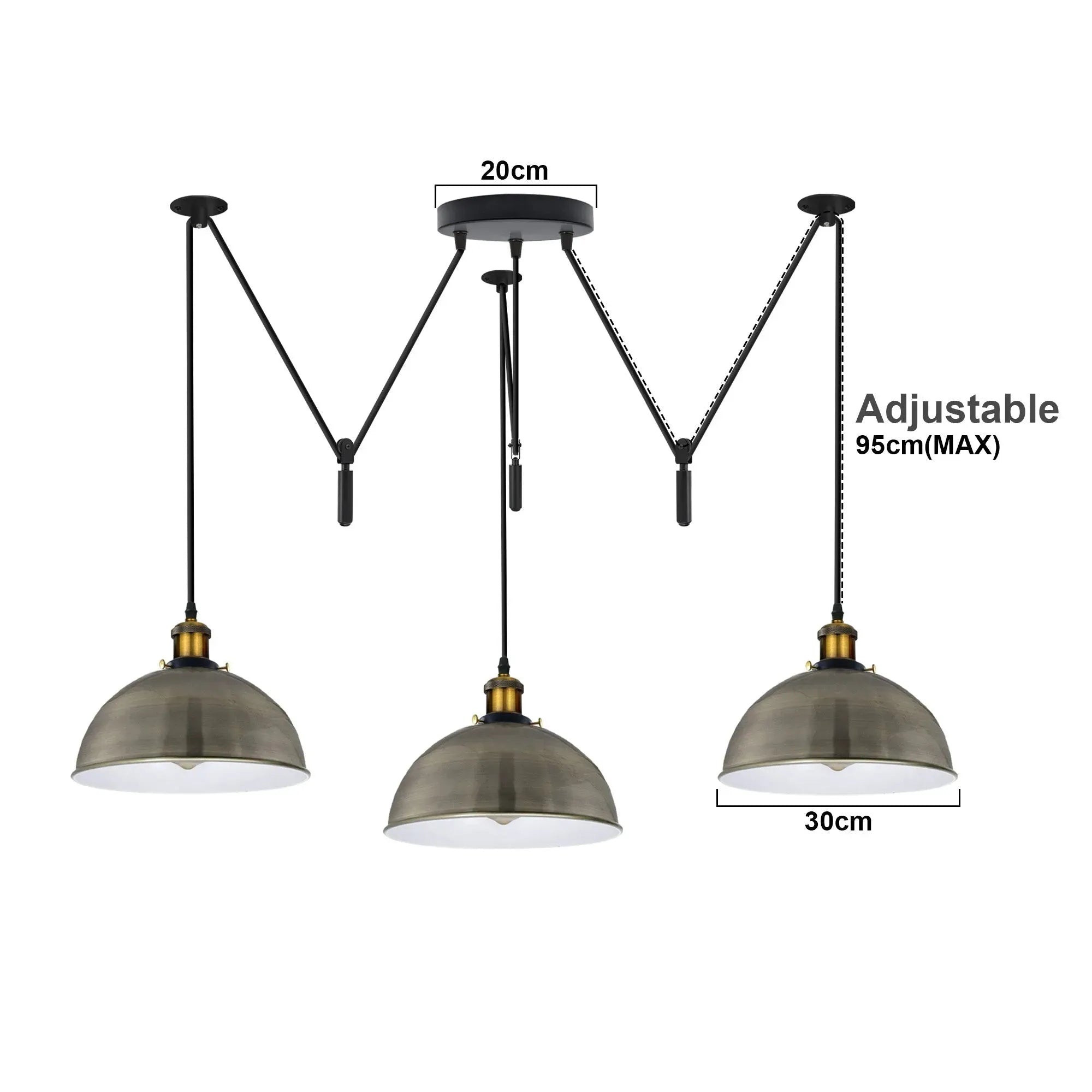 KUPOL Triple Pulley Drop Adjustable Pendant Light ~6795