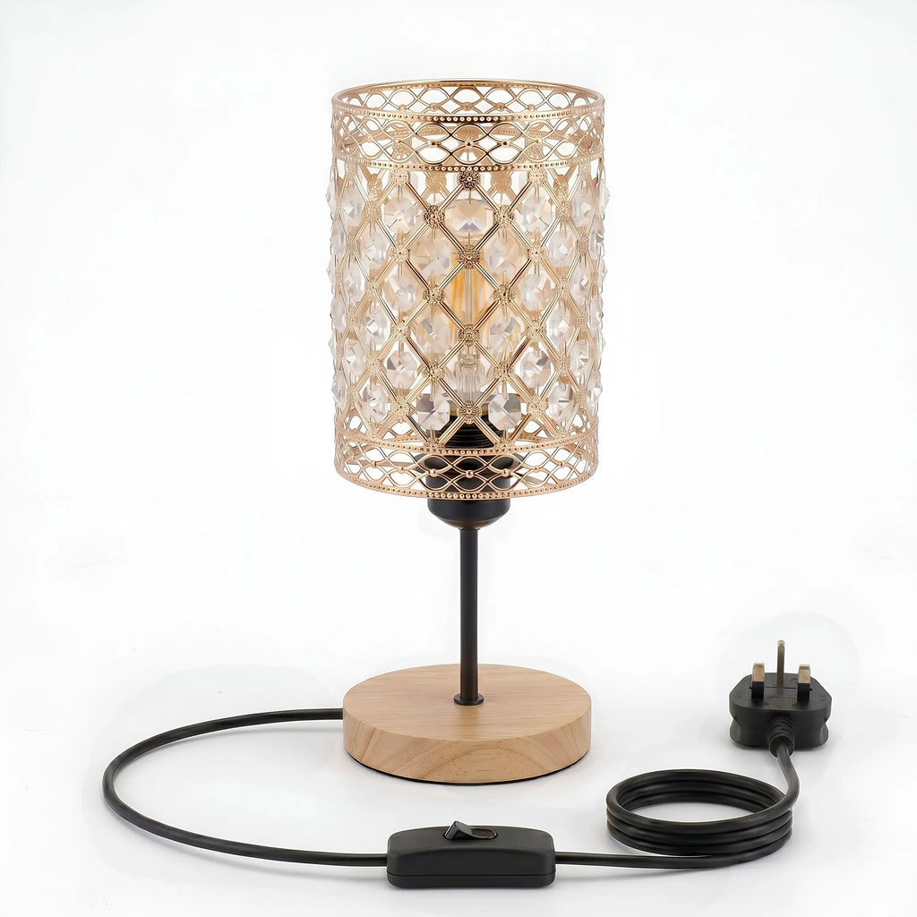 Vintage Crystal Cage Table Lamp E27 Bedside Desk Lamp ~6819-5