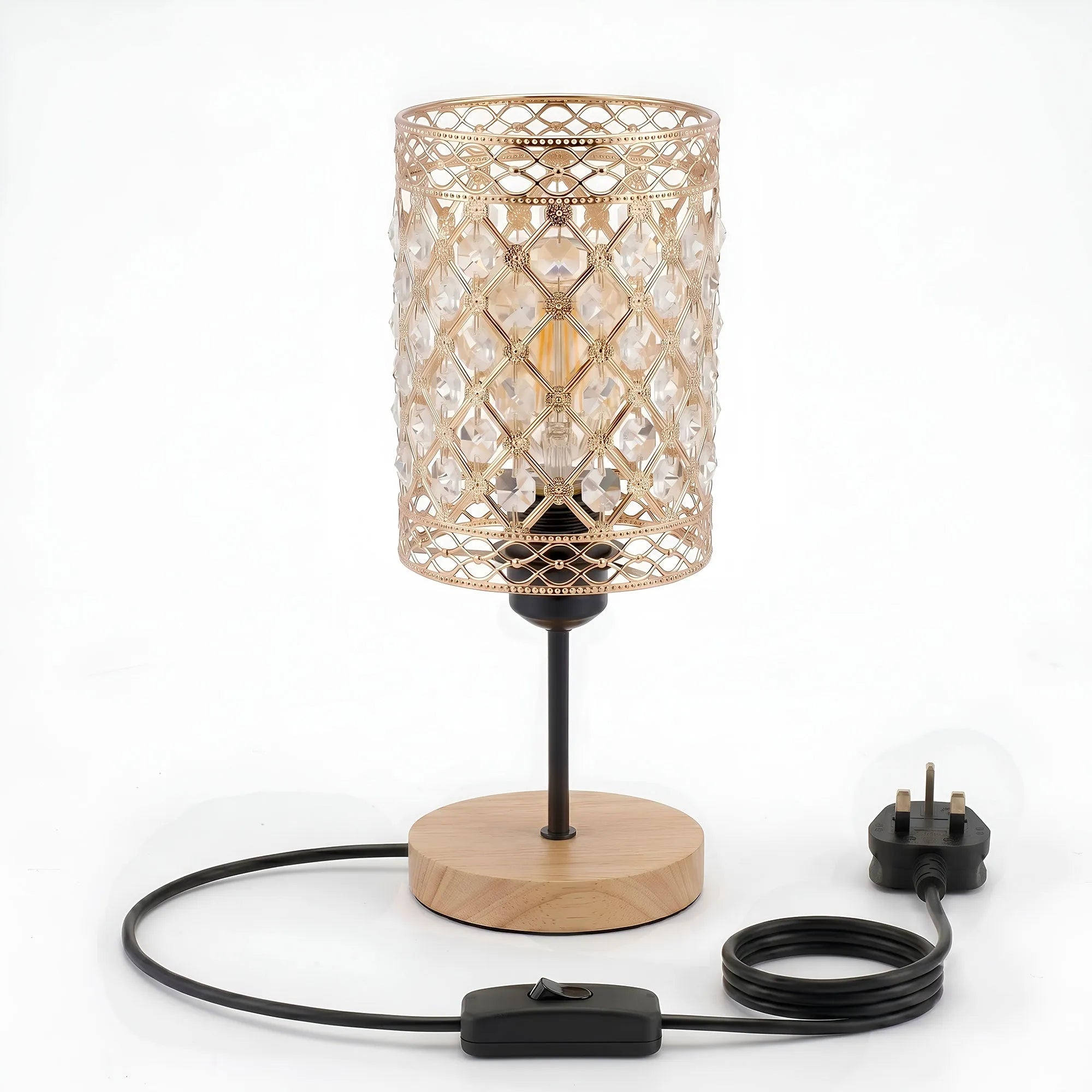 Vintage Crystal Cage Table Lamp E27 Bedside Desk Lamp ~6819-5