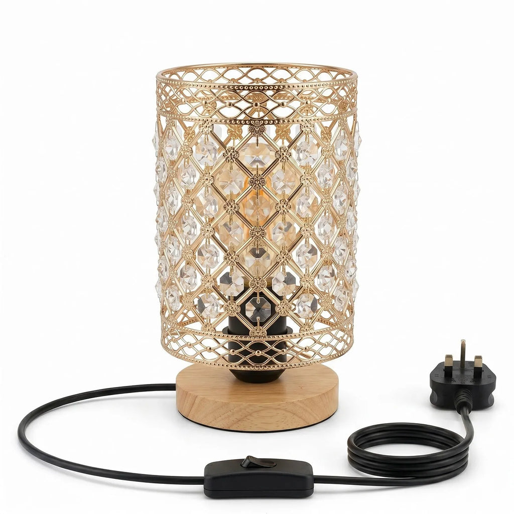 Vintage Crystal Cage Table Lamp E27 Bedside Desk Lamp ~6819-0