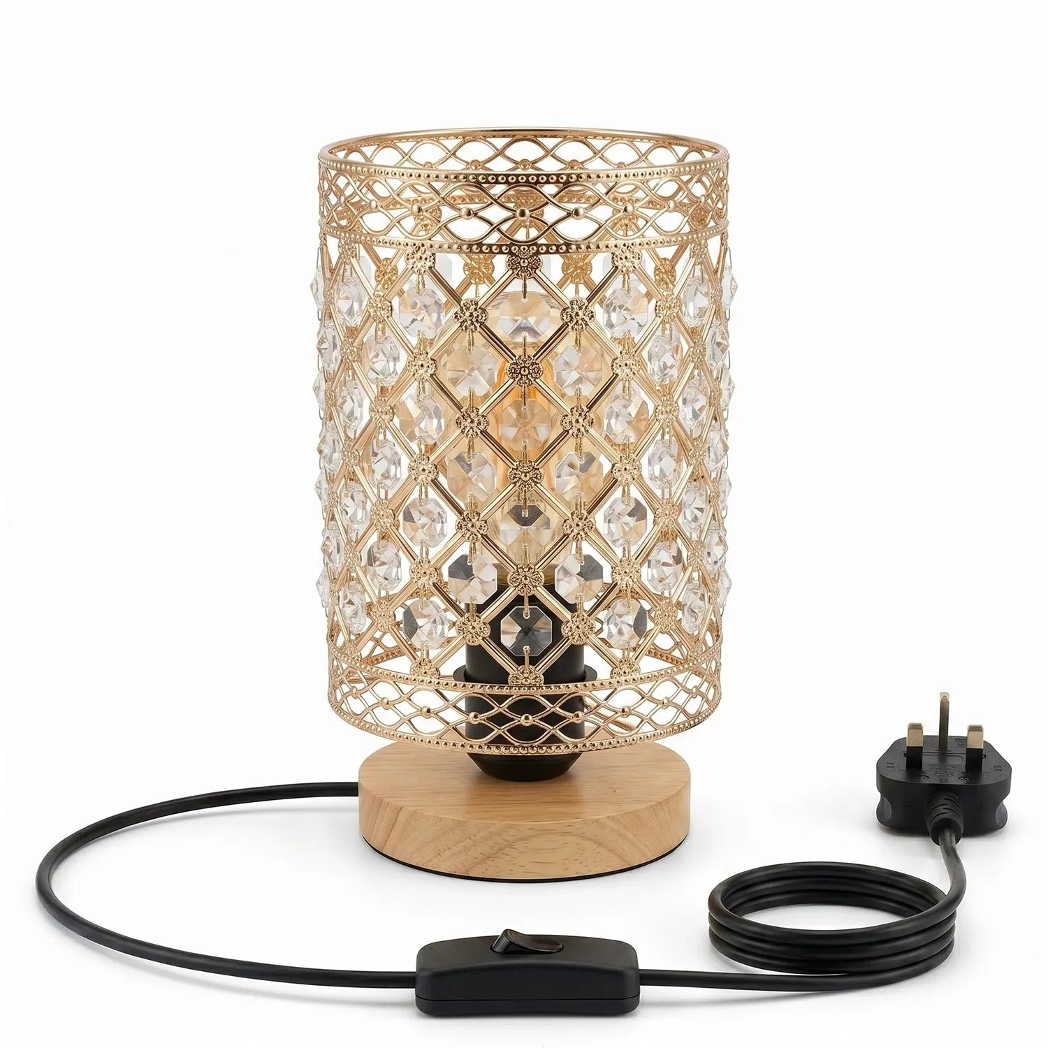 Vintage Crystal Cage Table Lamp E27 Bedside Desk Lamp ~6819-0
