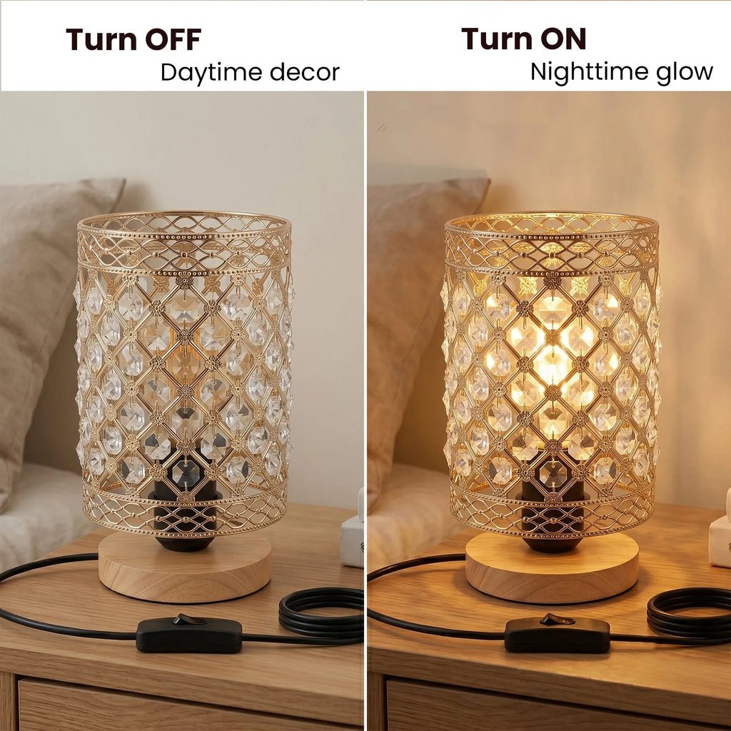 Vintage Crystal Cage Table Lamp E27 Bedside Desk Lamp ~6819-4