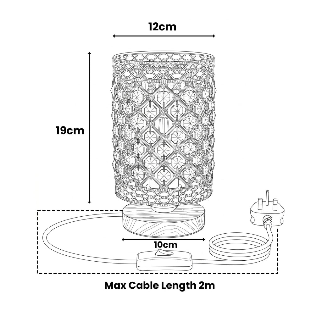 Vintage Crystal Cage Table Lamp E27 Bedside Desk Lamp ~6819-2