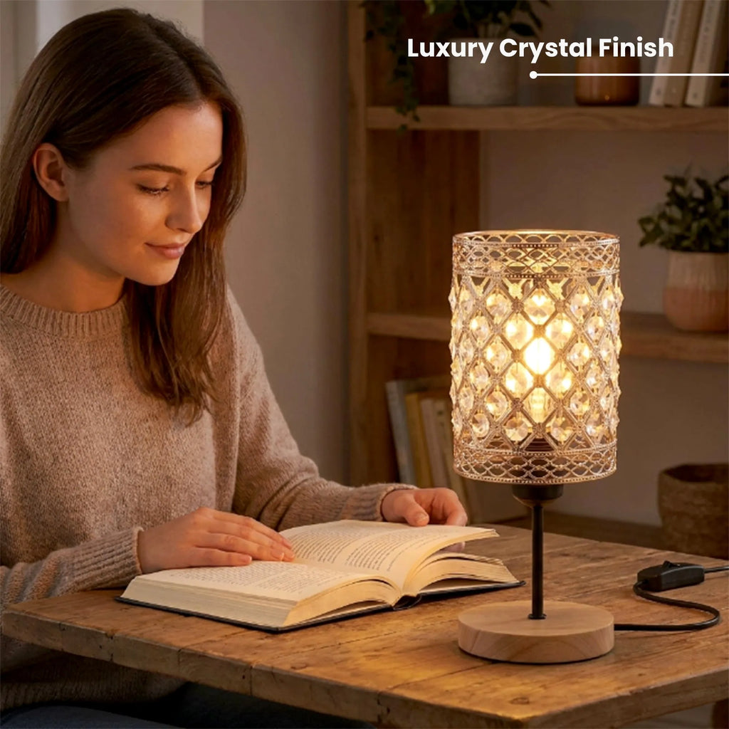 Vintage Crystal Cage Table Lamp E27 Bedside Desk Lamp ~6819-1