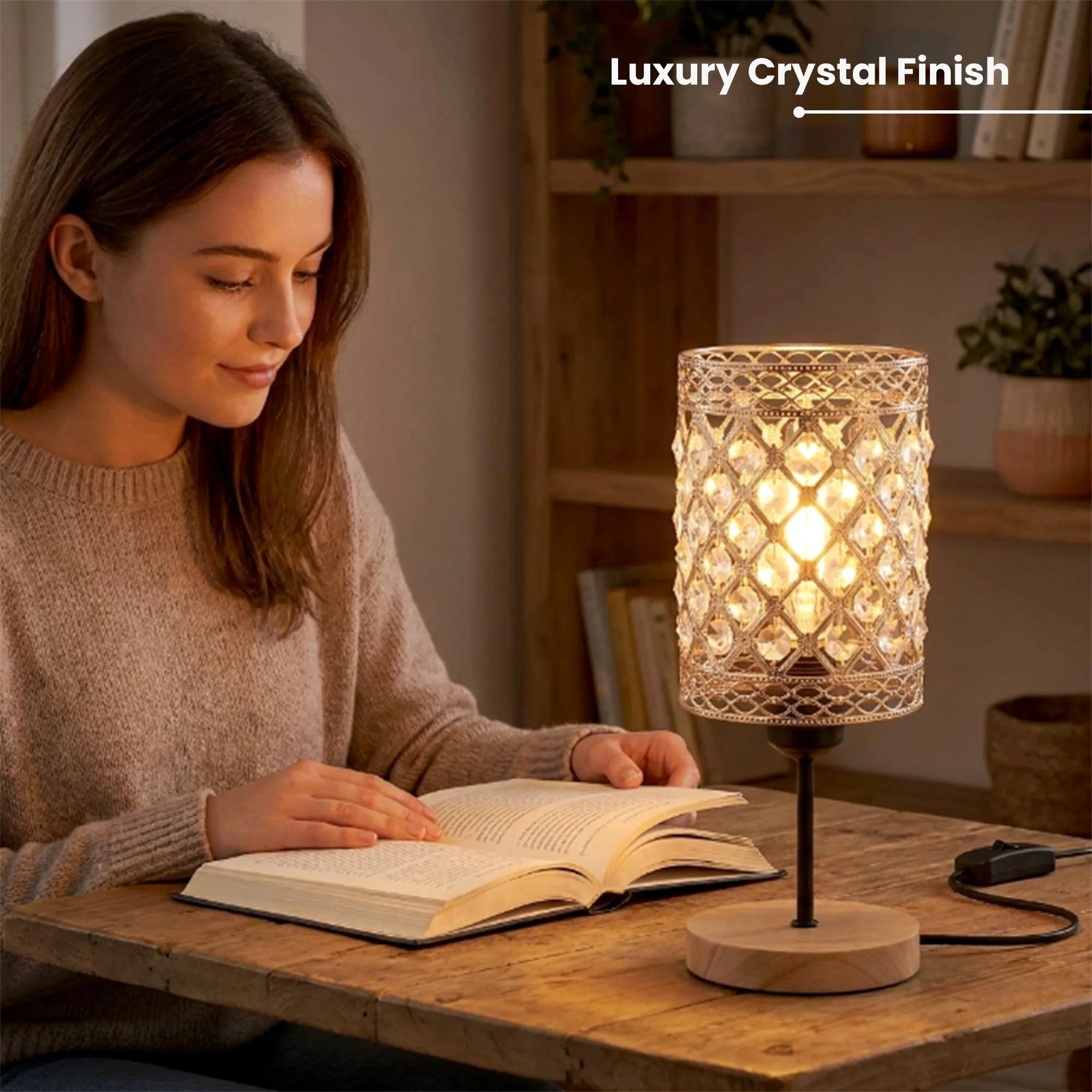 Vintage Crystal Cage Table Lamp E27 Bedside Desk Lamp ~6819-1