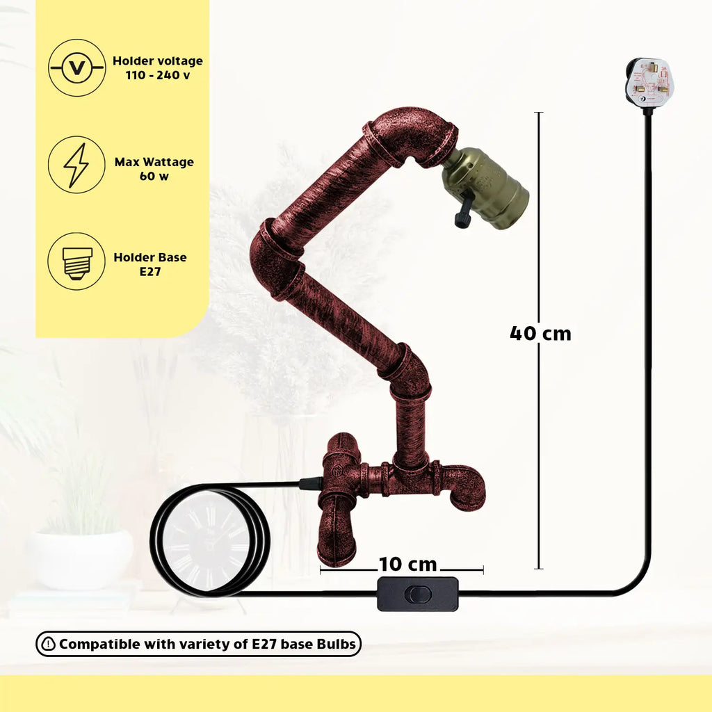Water Pipe Steampunk Table Lamp with Switch~3378-4