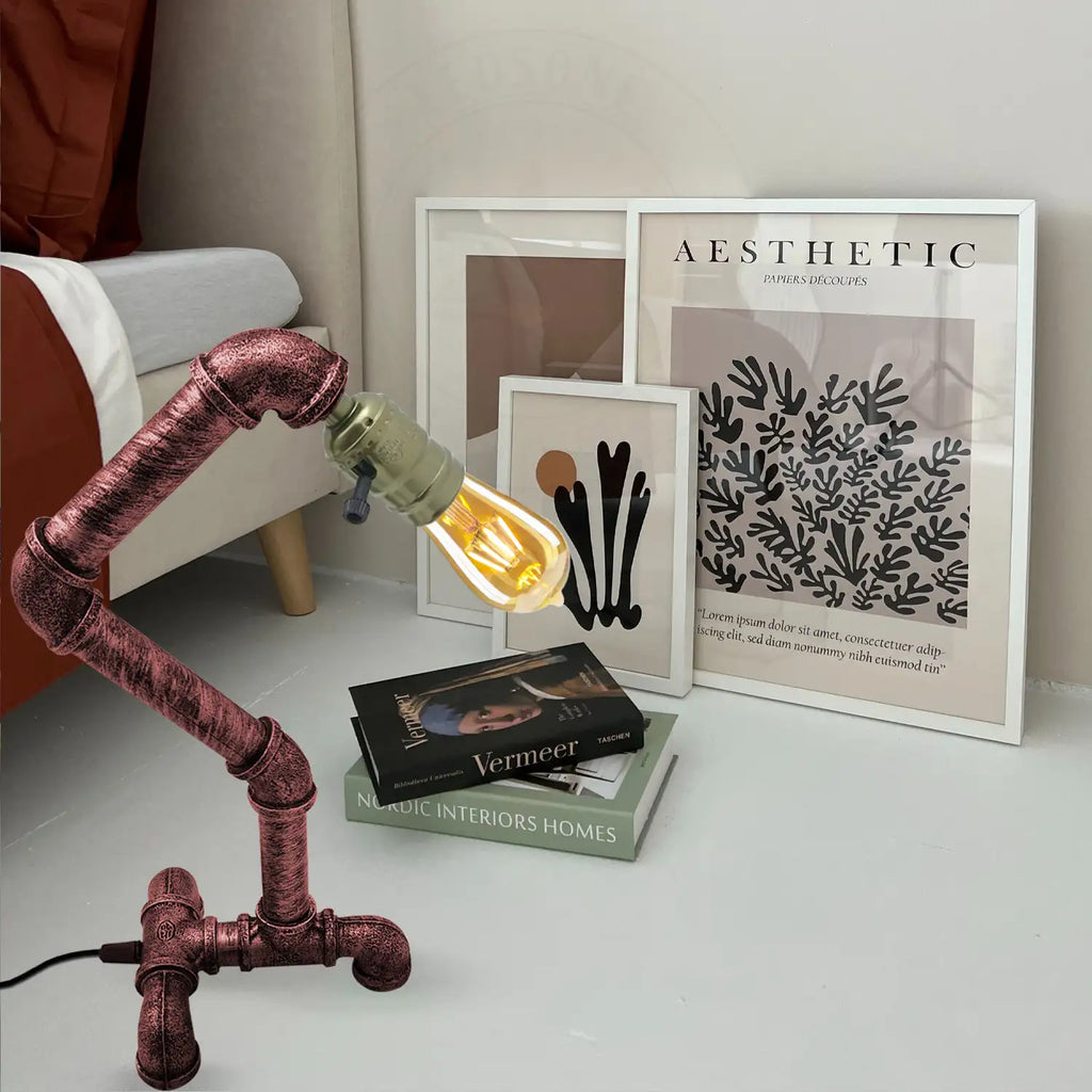 Water Pipe Steampunk Table Lamp with Switch~3378-2