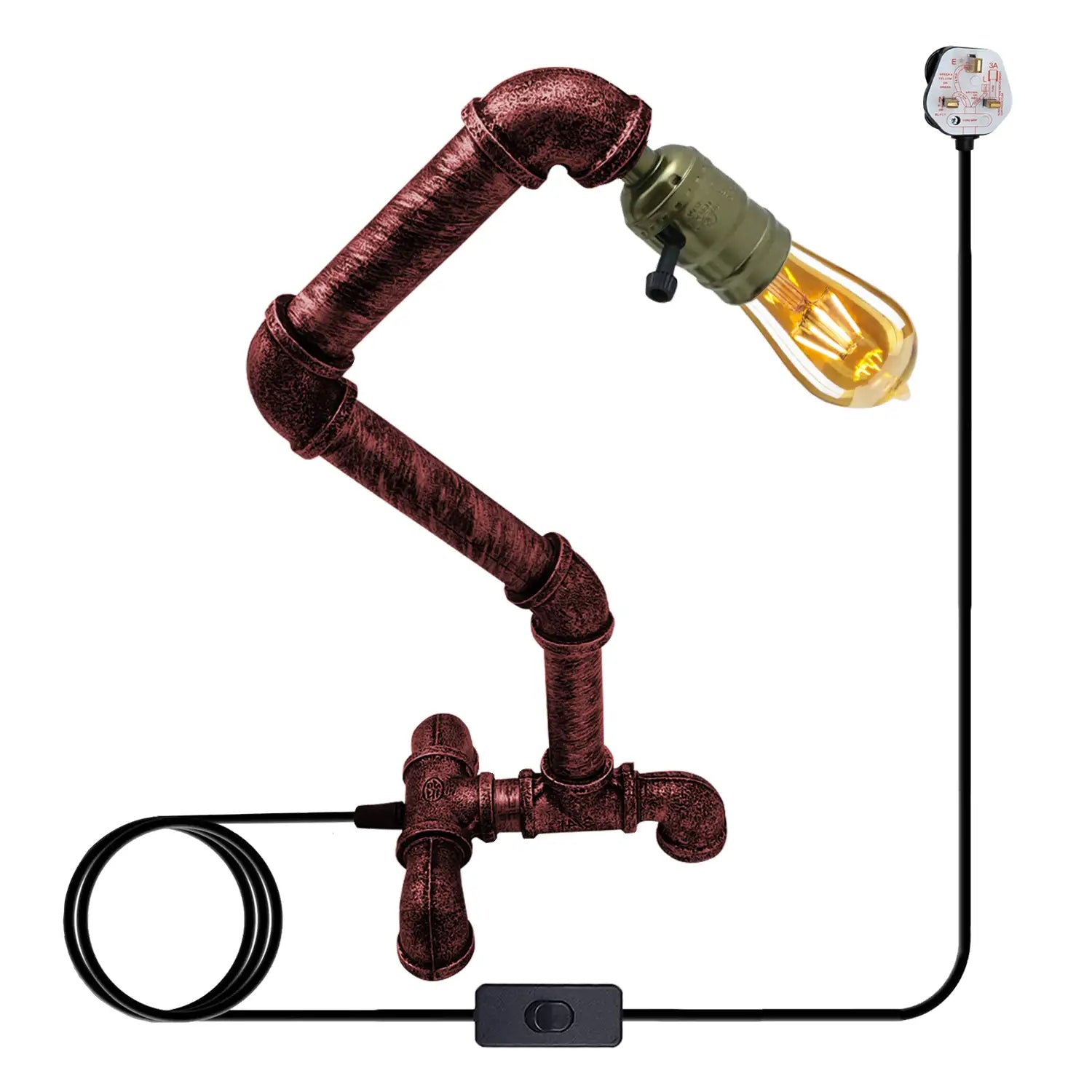 Water Pipe Steampunk Table Lamp with Switch~3378-1