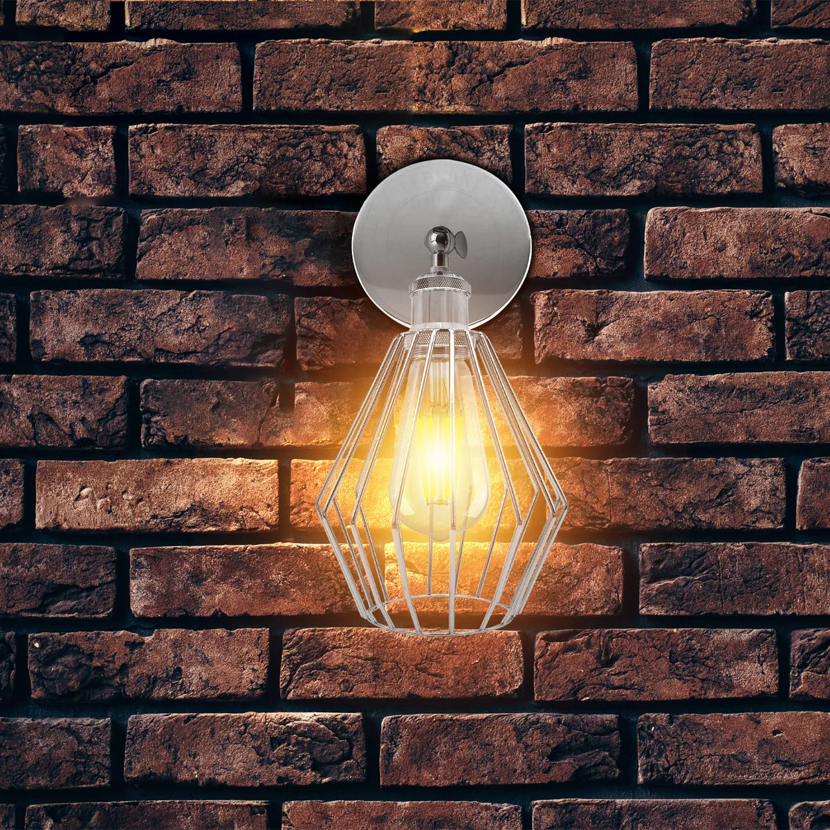 Chrome Wall Light Fixture,Electroplating Wall Sconce E27 Socket,Diamond Shape~4183-3