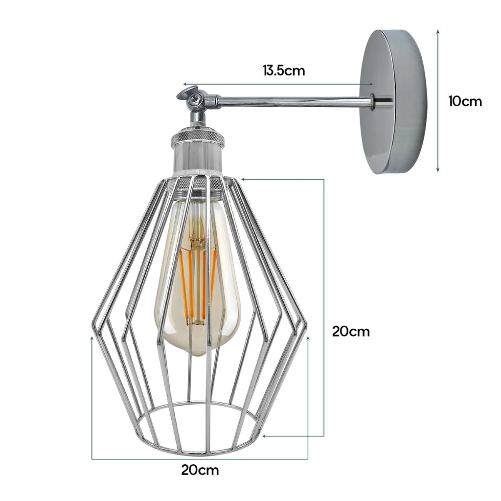 Chrome Wall Light Fixture,Electroplating Wall Sconce E27 Socket,Diamond Shape~4183-1