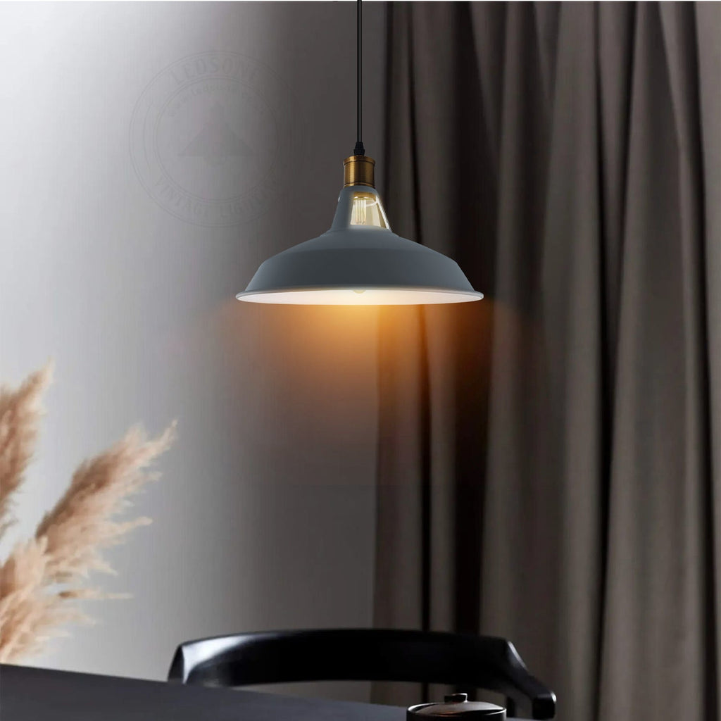 Modern Industrial Retro-Style Grey Metal Ceiling Pendant Light ~2558-1