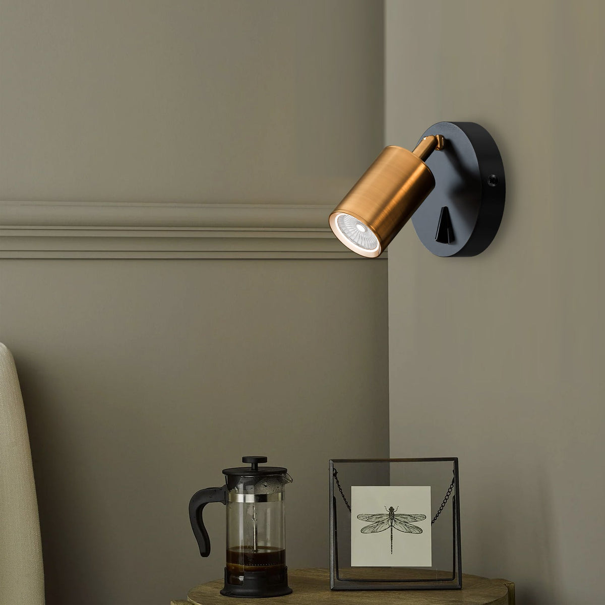 Modern Small Spot Wall Lamp Cylinder Metal Rotatable Bedside Wall Light ~ 5631-2