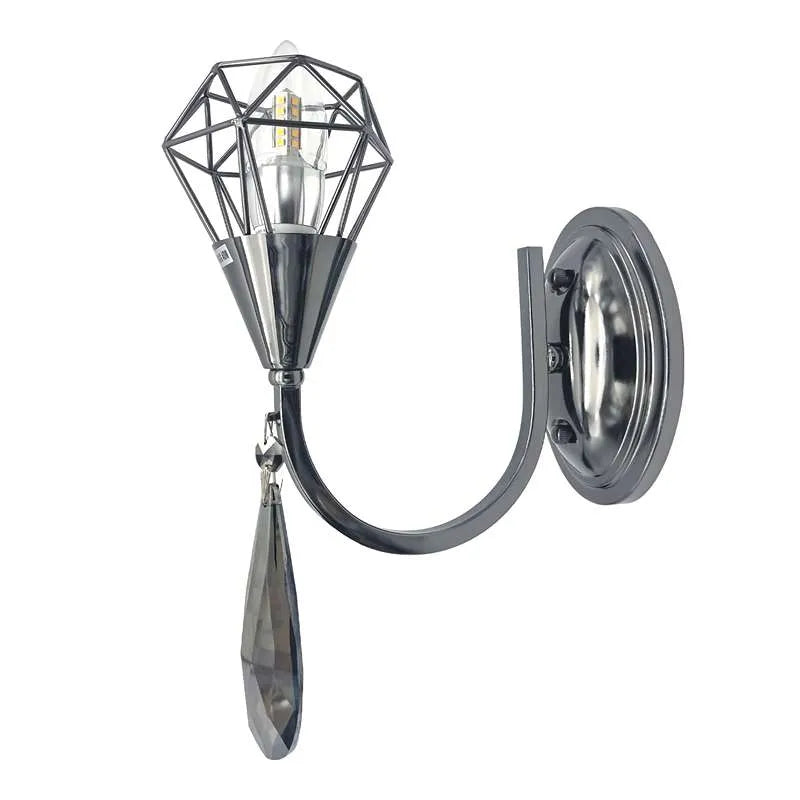 curved arm chrome wall lights K9 crystal droplet ~4938-5