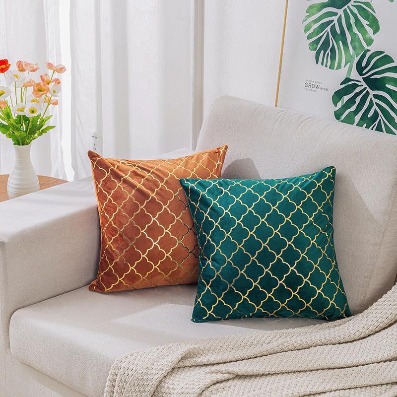 Gold Scale Pattern Velvet Cushion Covers 45 x 45 cm-0