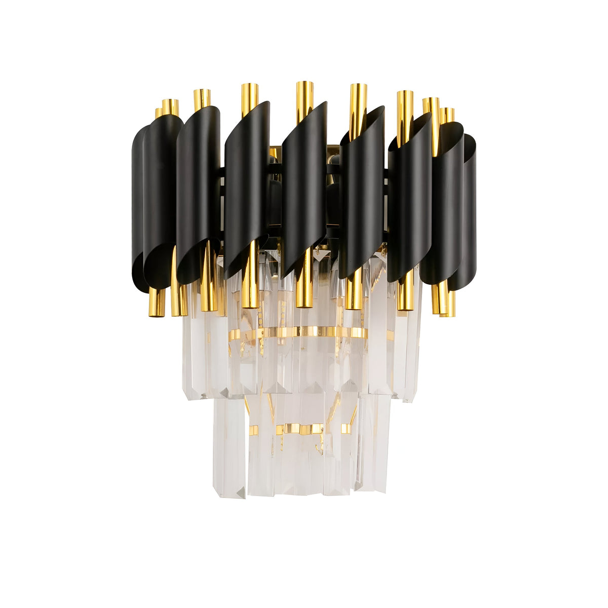 Modern Crystal Black Gold Chandelier With Matching Wall Lights~4118-5