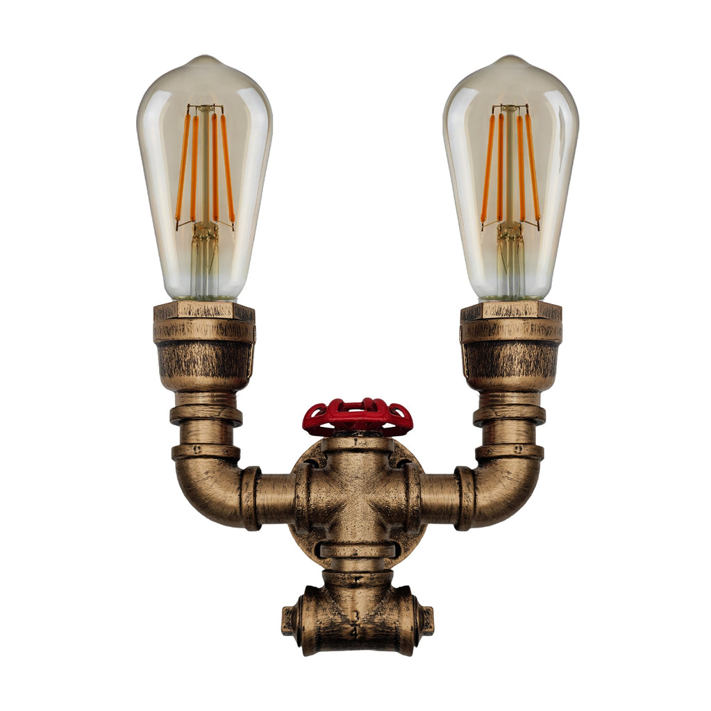 Industrial Metal Rustic Twin Waterpipe Wall Light ~5534-4
