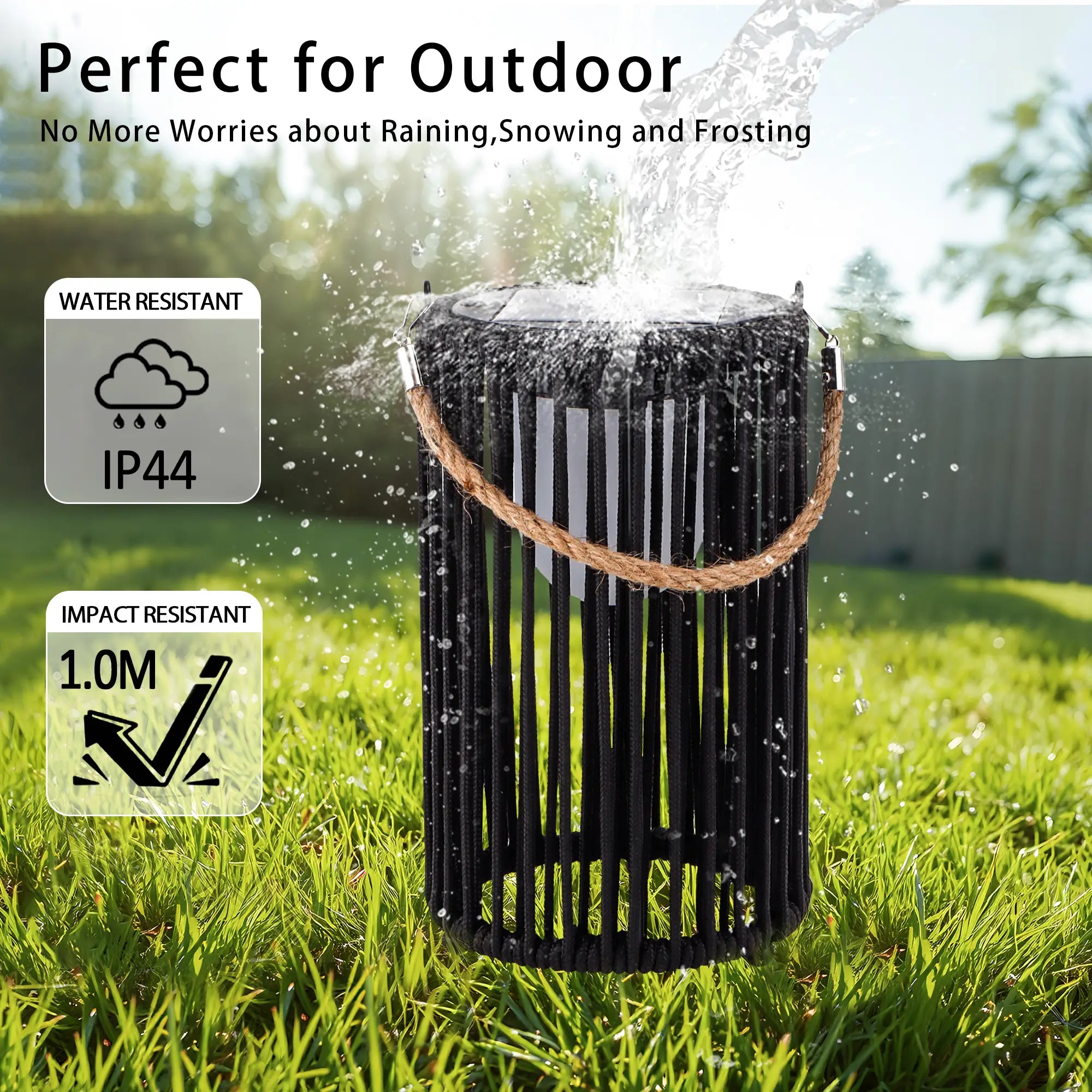 10.5'' High Solar Lantern Outdoor Table Lamp Black 2Pcs-2