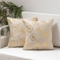 Beige Star Pattern Velvet Cushion Cover 18x18'' (45x45 cm) - Set of 1 Decorative Pillowcase-0