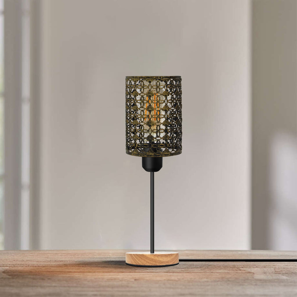 Wooden Stand Bedside Table Lamp-E27 On/Off Switch~5307-4
