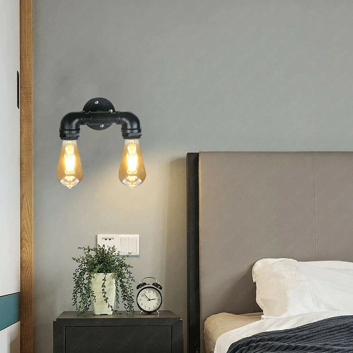 Industrial Steampunk Water Pipe Twin Wall Light Sconce E27~2133-2
