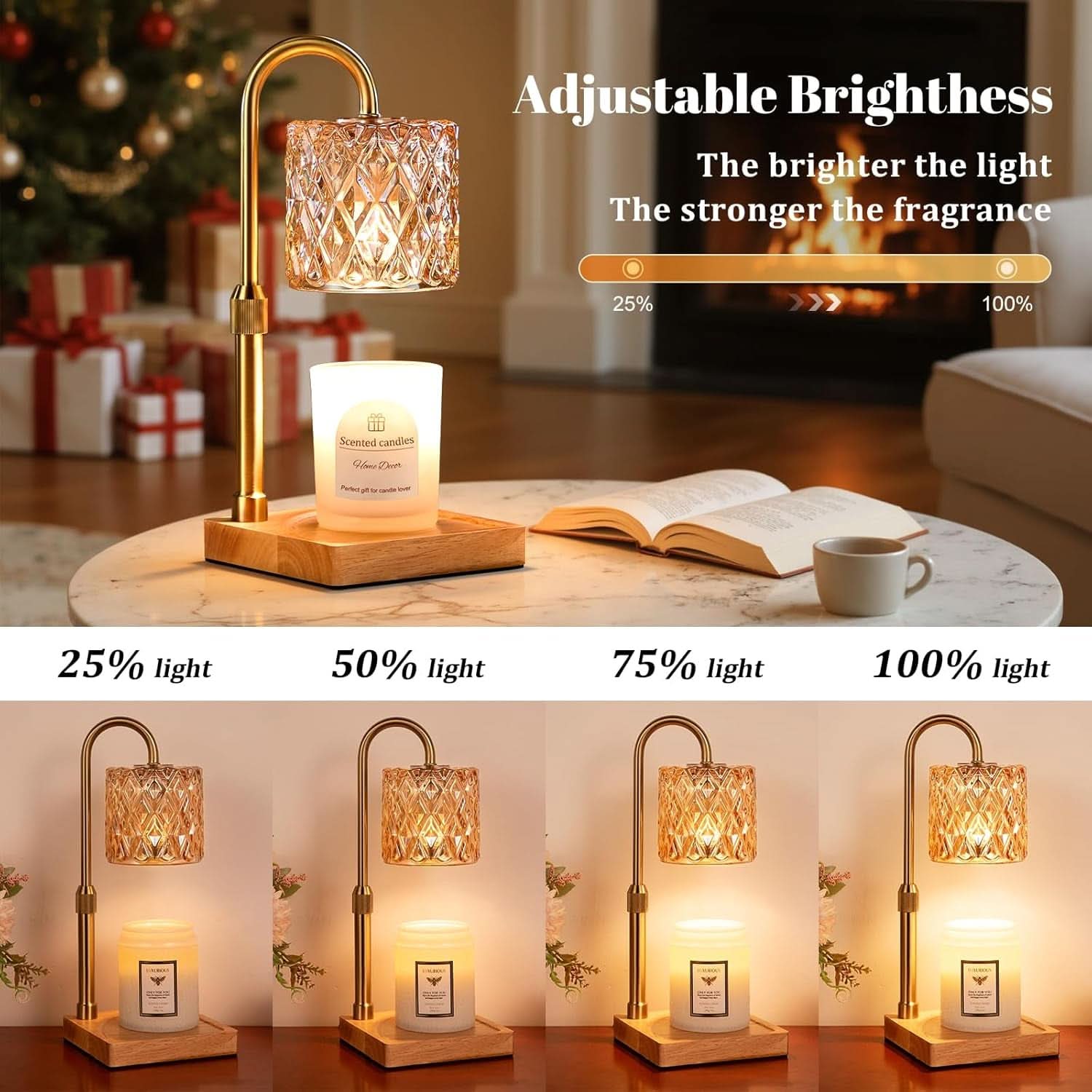 Candle Warmer Lamp With Programmable Timer Amber Glass-3
