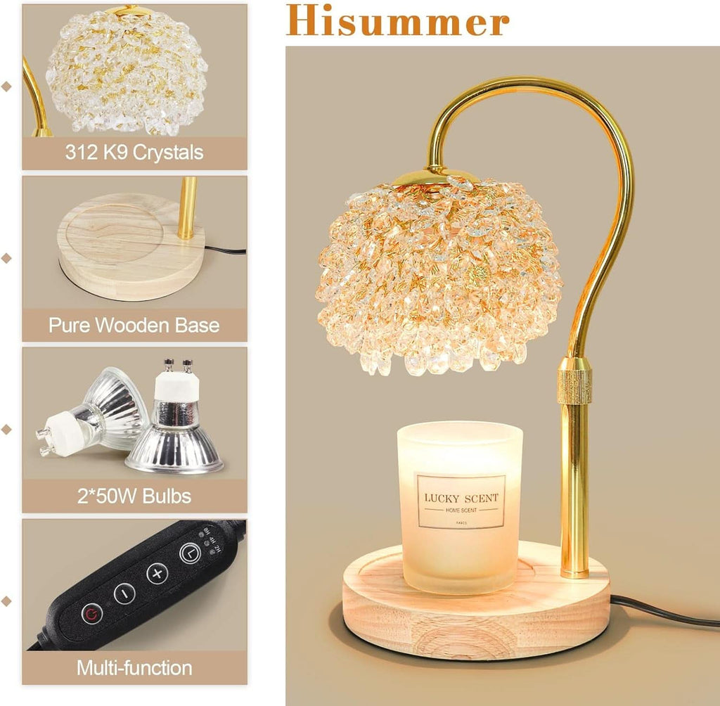 Candle Warmer Lamp Adjustable Height Crystal Lampshade-2