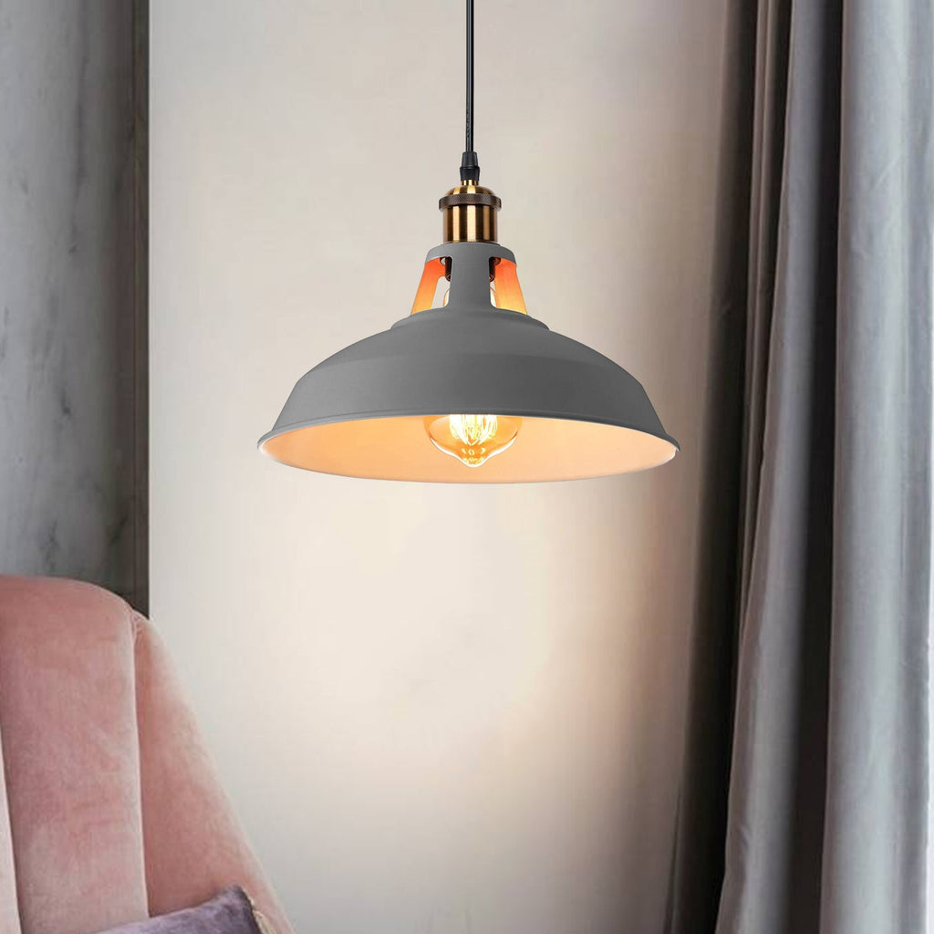 Modern Industrial Retro-Style Grey Metal Ceiling Pendant Light ~2558-0