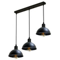 3 Light Pendant - Black Industrial Hanging Lamp ~1242-4