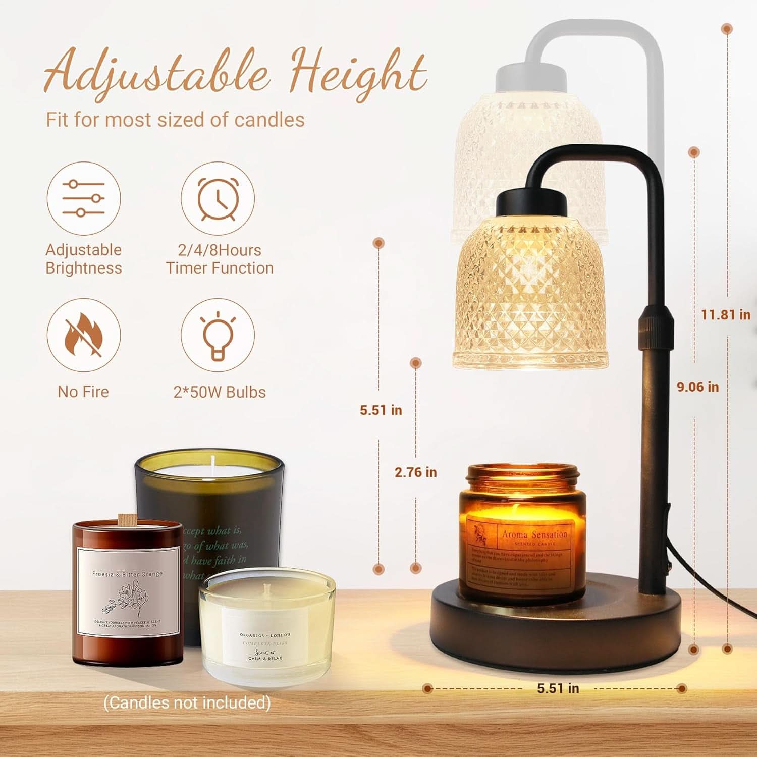 Coalblack Candle Warmer Lamp Featuring Timer Dimmable-1