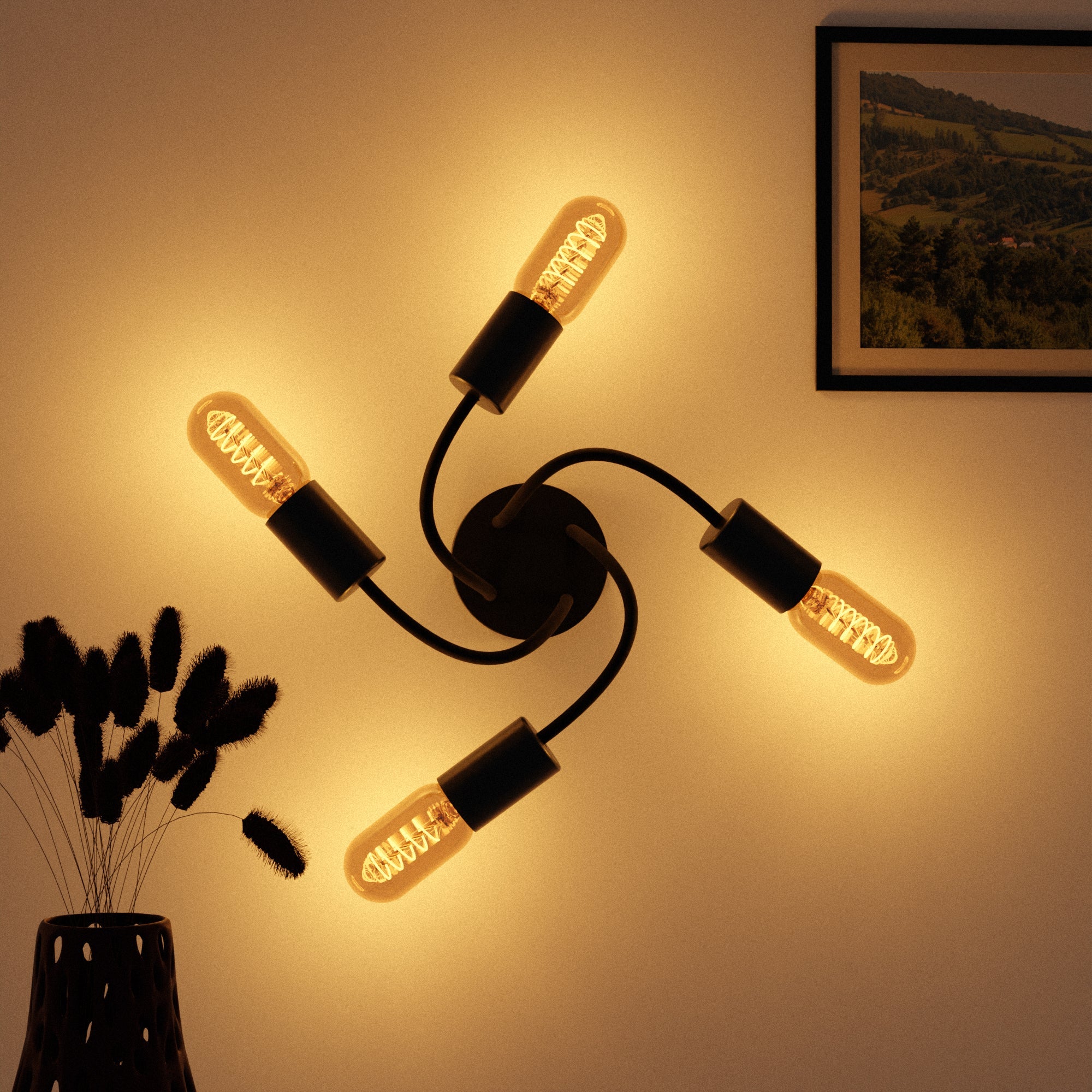 Modern Black Ceiling 4-Way Adjustable LED Light for Home décor~5875-0