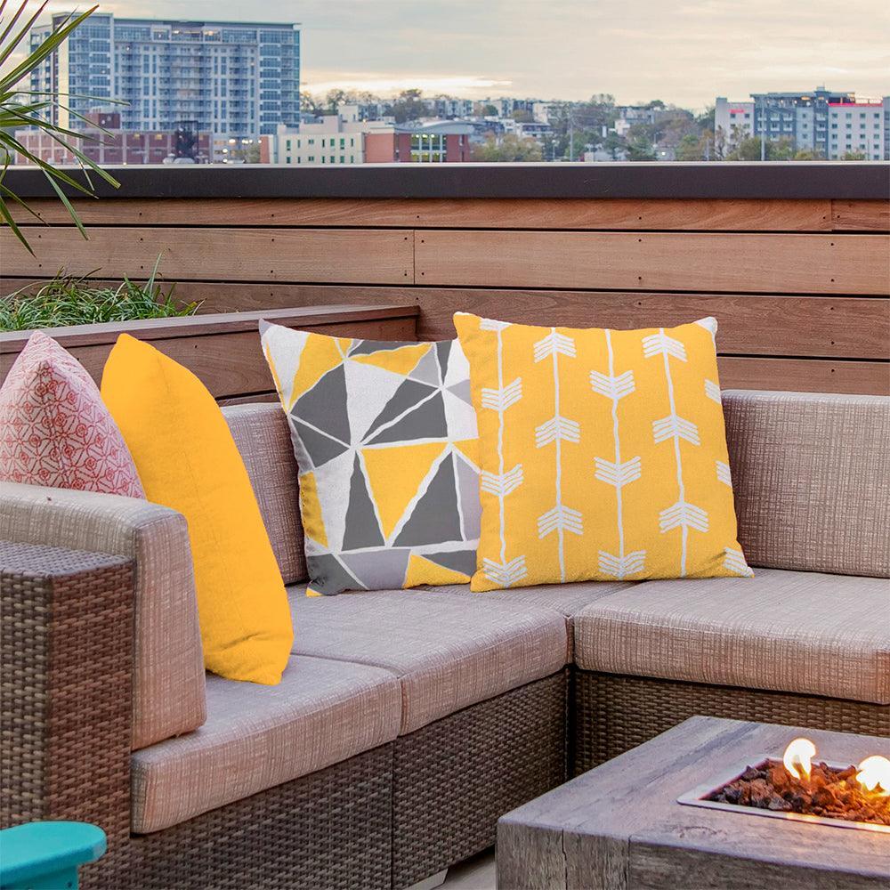 Water Resistant Outdoor Cushion Cover | 45x45cm Yellow Garden Décor - Set of 6 & 4-2