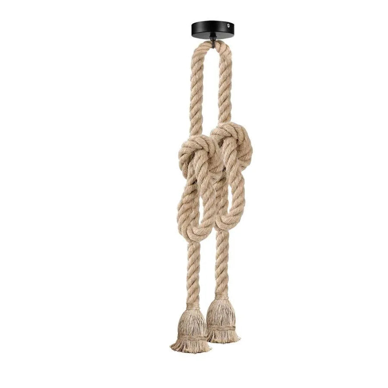 Vintage Hemp Rope Pendant Light – Dual Head, 3m Extra Long Adjustable E27~5791-4