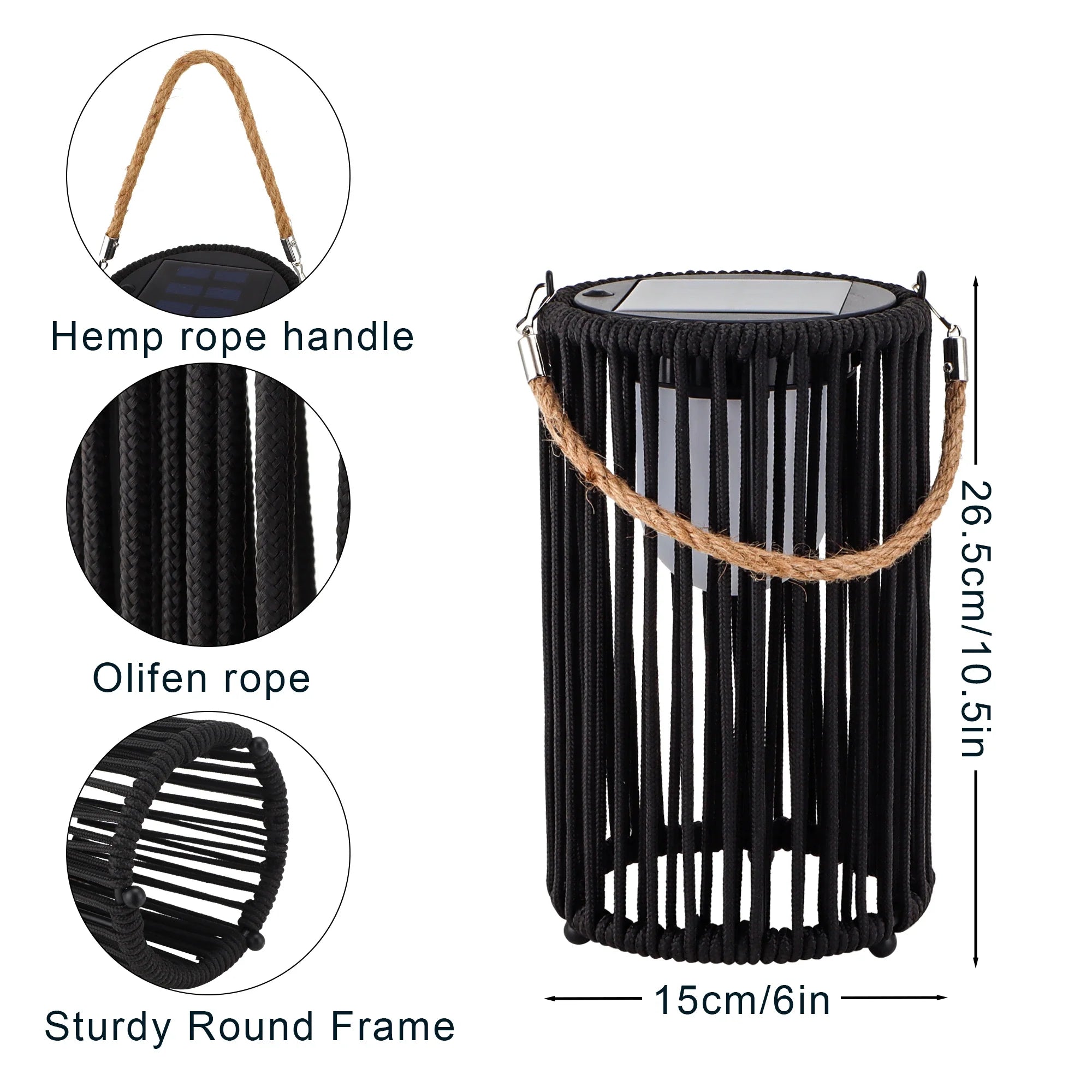 10.5'' High Solar Lantern Outdoor Table Lamp Black 2Pcs-1
