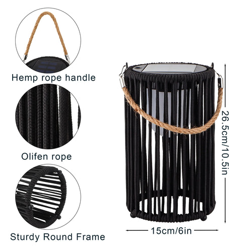 10.5'' High Solar Lantern Outdoor Table Lamp Black 2Pcs-1