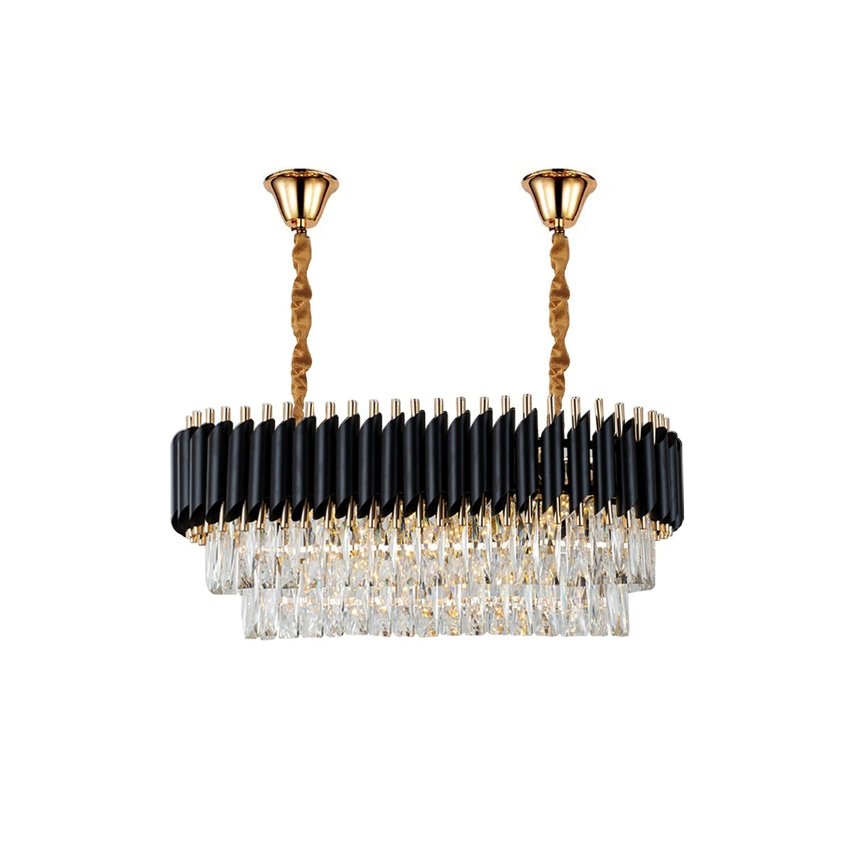 Modern Crystal Black Gold Chandelier With Matching Wall Lights~4118-8