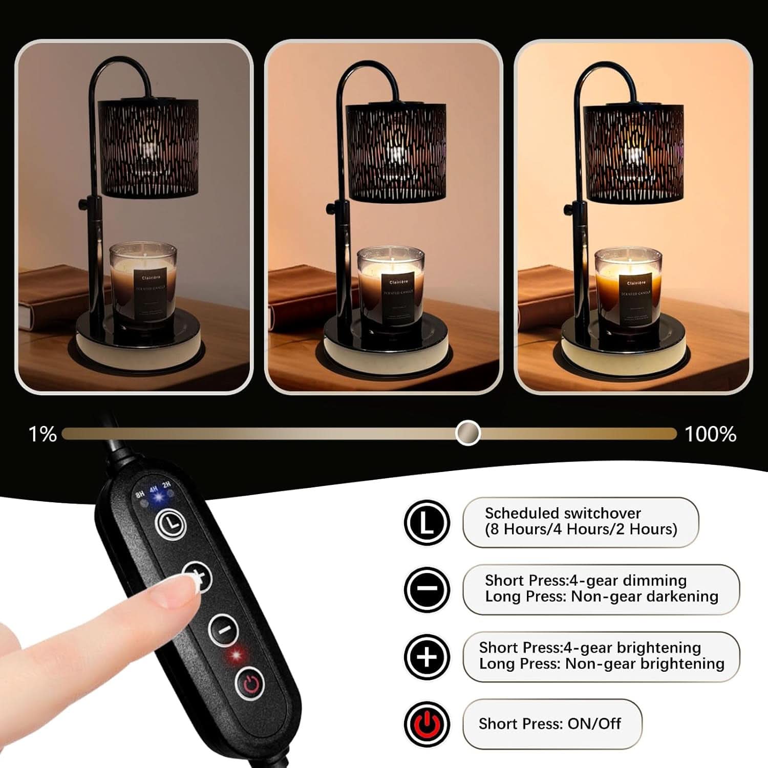 Electronic Candlelight Warmer Lamp With Timer Dimmer-2