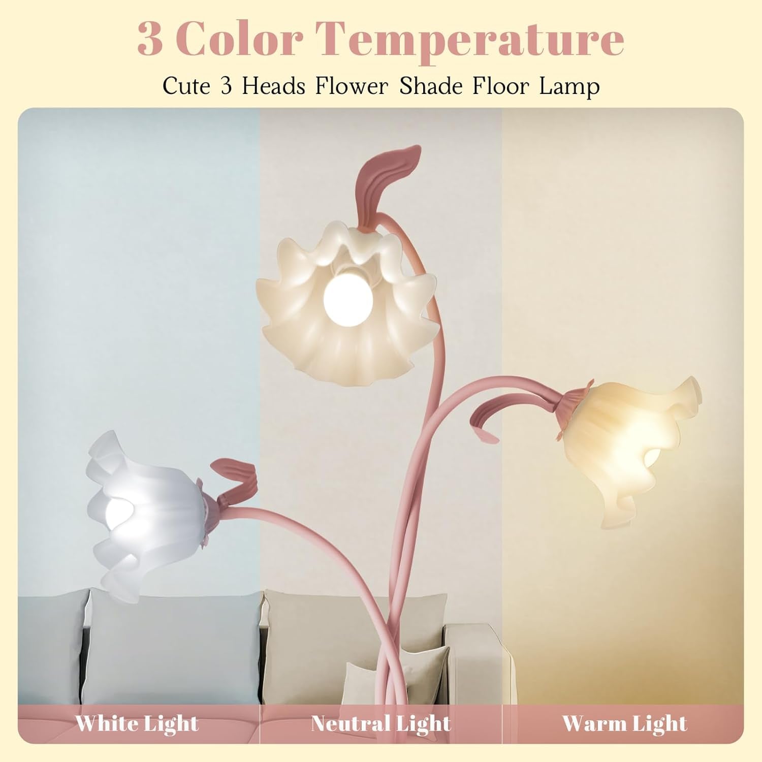 Pink Flower Floor Lamp Gooseneck With Temperatures-1