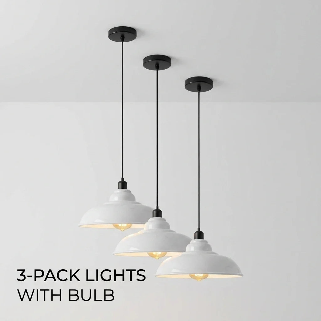 3-Pack Industrial Pendant Lights Curvy Ceiling Lamp ~6616-11