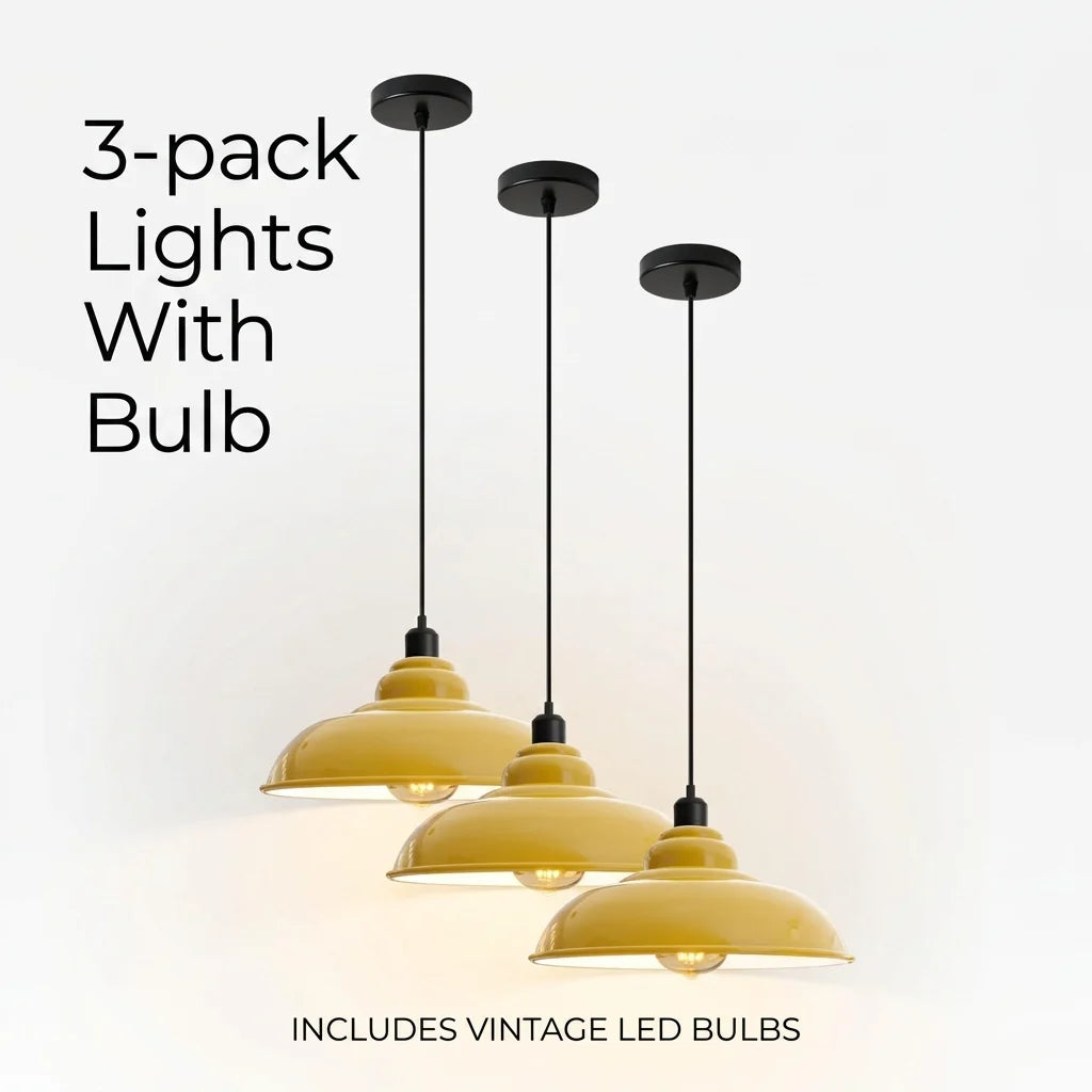 3-Pack Industrial Pendant Lights Curvy Ceiling Lamp ~6616-13