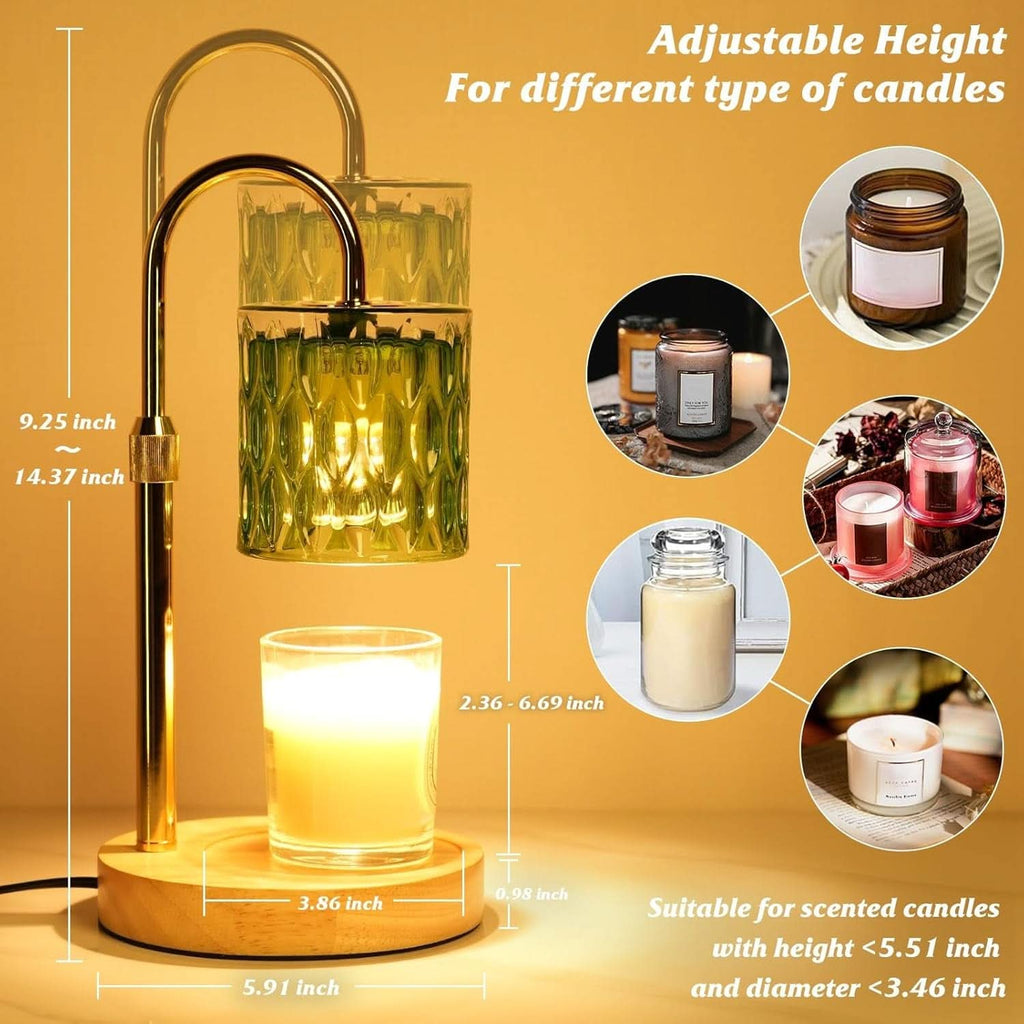 Green Candle Warmer Lamp Dual Bulbs Dimmable Feature-3